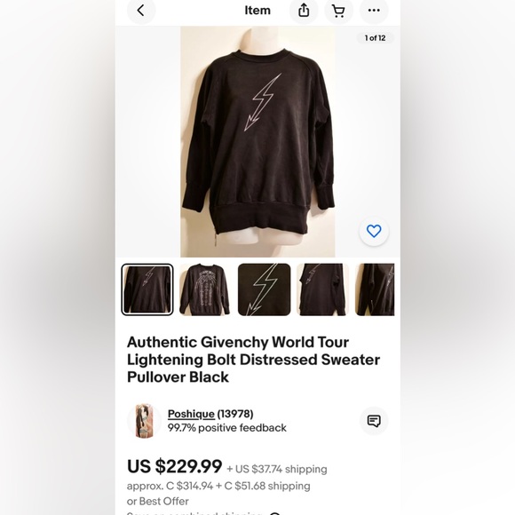 Givenchy World Tour Sweater Size S - Picture 6 of 10